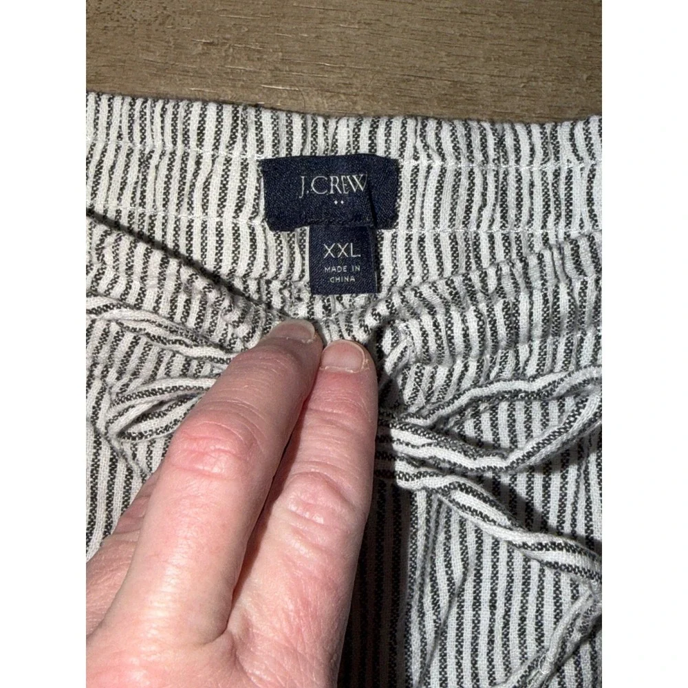 J.Crew XXL Striped Linen Blend Pull On Shorts Navy White Ticking Stripe